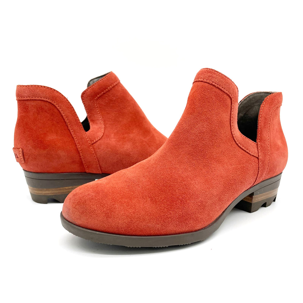 Sorel Womens Lolla Cut Slip On Suede Rust Red Orange Ankle Bootie Casual Size 10
